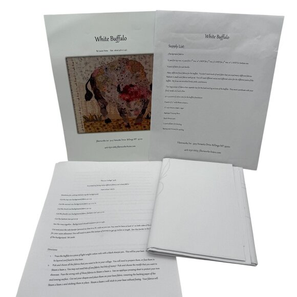 White Buffalo Quilt Pattern by Laura Heine Fiberworks Collage Pattern New Unused - Picture 6 of 9